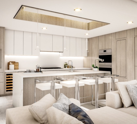 Interior Kitchen rendering Forte Luxe